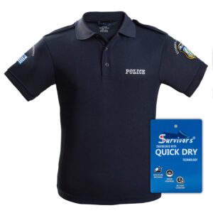 Μπλουζάκι Polo Quick Dry με κέντημα Survivors μονόχρωμο Αστυνομίας (Μπλε) - Εικόνα 1